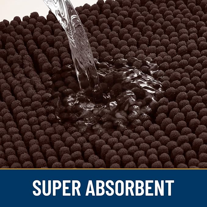 Smiry Dog Door Mat for Muddy Paws 40x32, Absorbs Moisture and Dirt Doormat, Non-Slip Washable Quick Dry Chenille Front Door Mat Indoor Entrance, Entryway Carpet for Inside Floor, Brown