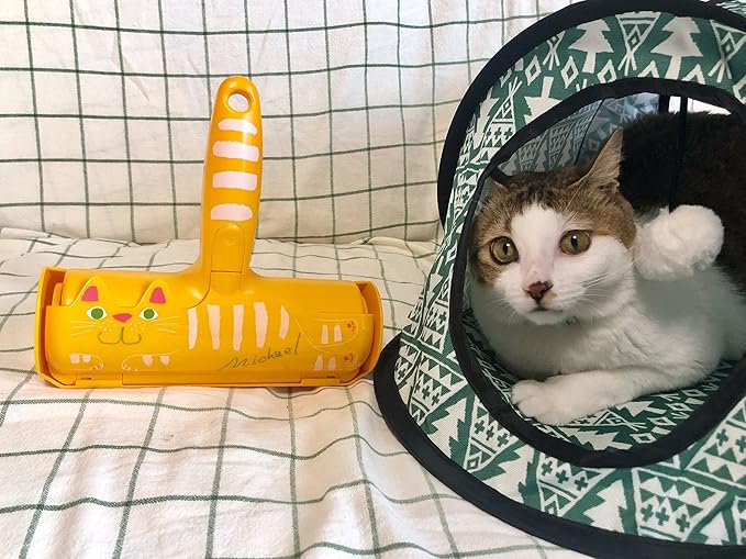 Pet Hair Remover Roller - Lint Roller for pet Hair - Self Cleaning Dog & Cat Hair Remover - Remove Dog, Cat Hair from Furniture, Carpets, Bedding, Clothing and More. Orange