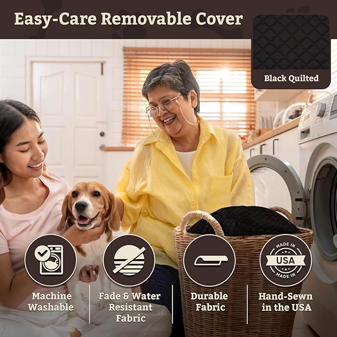 Snoozer Lookout I Car Seat - Dog Car Seats for Small Dogs, Puppy Booster Bed for Small & Medium Sized Pets Up to 25 Lbs, Elevated, Washable - Medium, Black Quilted