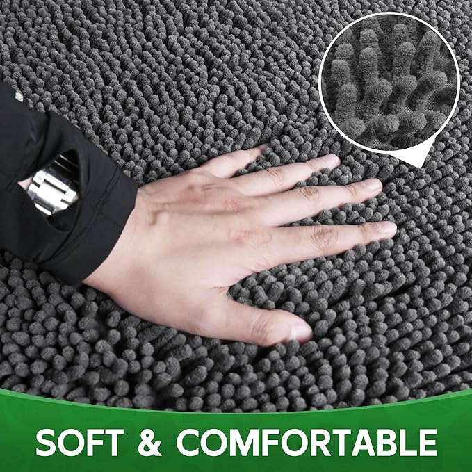 Dog Door Mat Indoor Entrance, 60" x 24" Absorbent & Quick-Drying Mud Rugs, Non-Slip Door Rugs for Entryway Indoor Washable, Soft Chenille Dog Mat for Muddy Paws