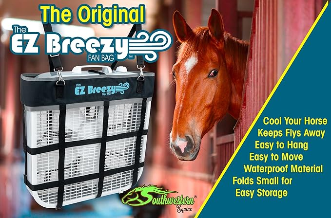 Southwestern Equine EZ Breezy Box Fan Holder, Horse Stall Classic Fan Bag, Stable Supplies, Horse Fan (2 Pack Black)