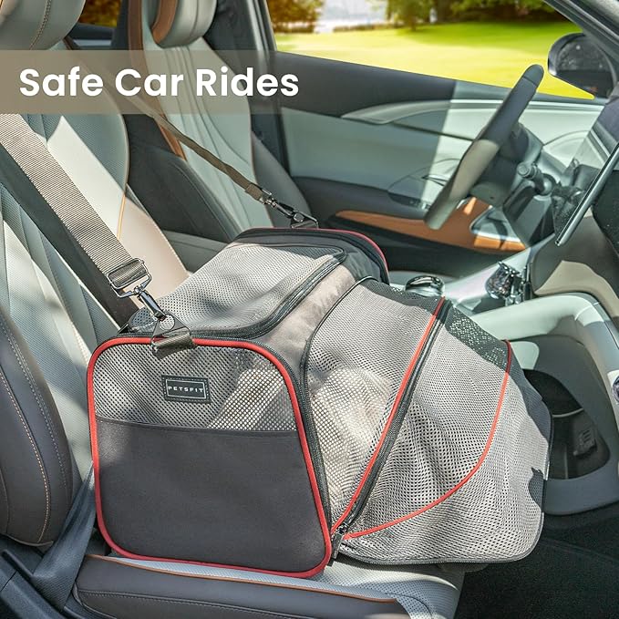 Petsfit Expandable Cat Dog Carrier for 2 Cats, 19" Lx 12" Wx 12" H Soft-Sided Portable Pet Carrier for Travel, Dog Carrier for Small Dog with 2 Side Extensions, Anti-Escape