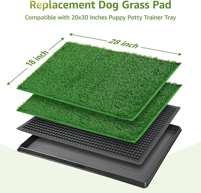 LOOBANI Dog Grass Pee Pads, Artificial Dog Grass Pads for Potty Tray, Fake Grass for Dogs to Pee On, Outdoor Indoor Pee Grass for Dog Potty (18.1*28.1 inch)