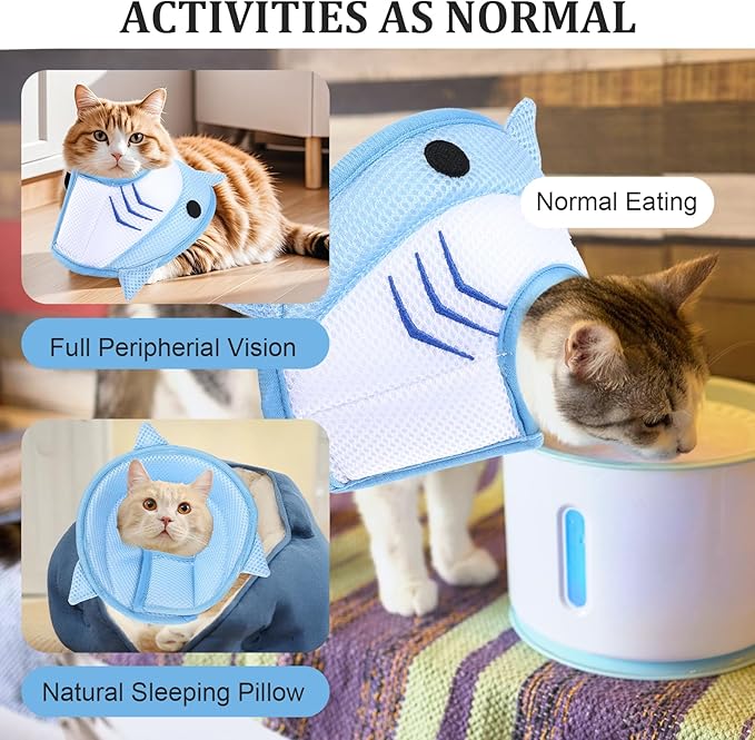 Cat Recovery Collar Adjustable Breathable Lightweight Cat Cone Protective Cats to Stop Licking Scratching After Surgery for Cats Kittens Pets