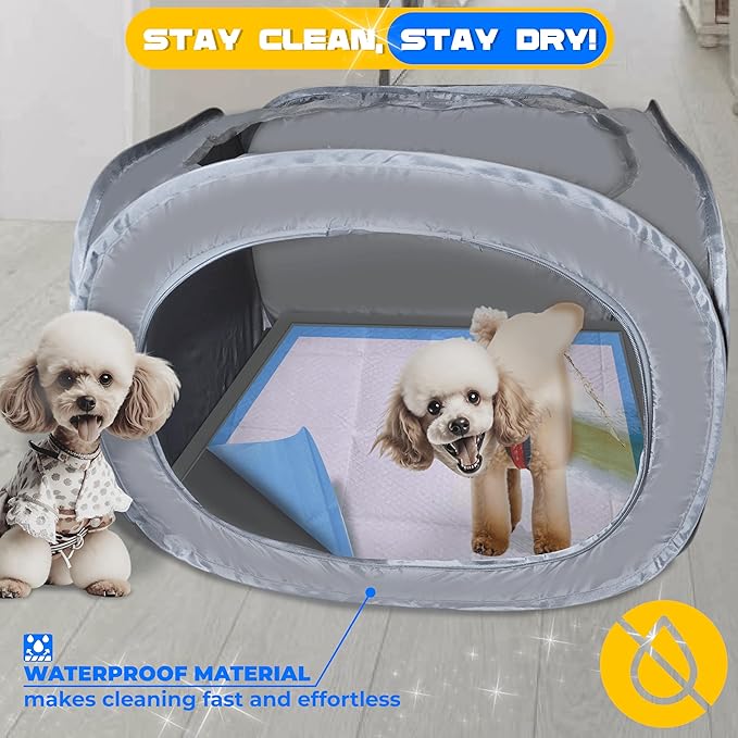 TidyFriend Cat Litter Box Enclosure 24” x 24” with Peepad Holder Tray Fits for 24” x 24” Pee Pad, Enclosed Small Cat Litter Box with Removable Wee Wee Pad Holder, High-Sided Pet Enclosure (Dark Grey)