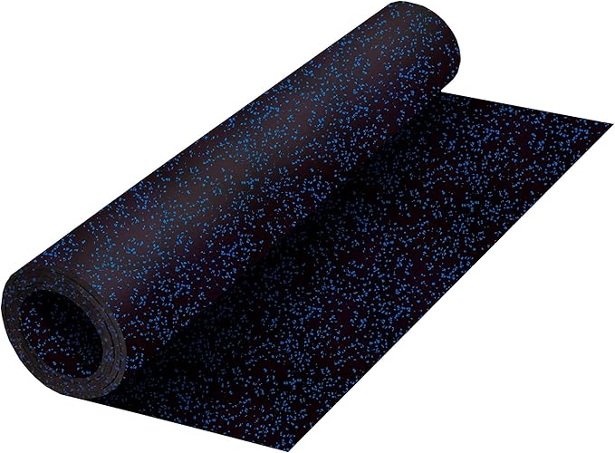 Playsafer Genaflex Rubber Gym Floor Mat, Heavy Duty Commercial Protective Gym Flooring Roll - 8mm Thick (4' X 6', 15% Light Blue)