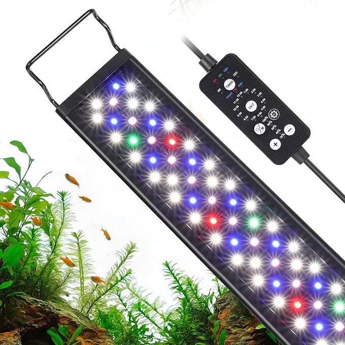 hygger 18W LED Aquarium Light, 18-24 Inch Fish Tank Light with Timer Auto On/Off, Sunrise Sunset Mode, Adjustable Brightness and Colors, Full Spectrum Light with Extendable Brackets for Freshwater