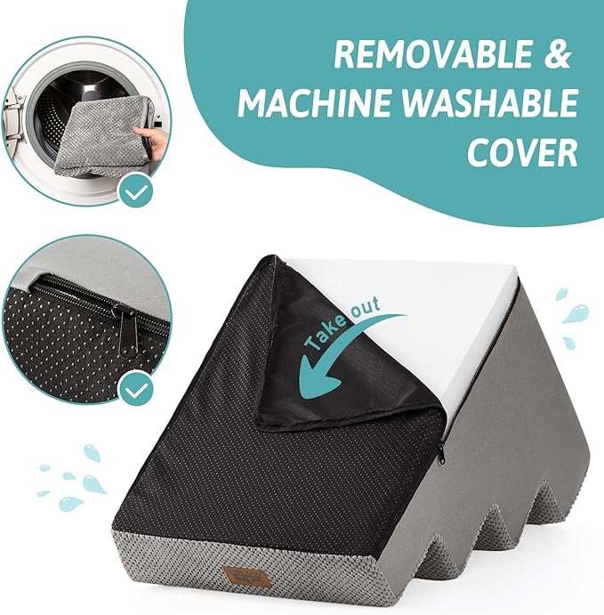 Dog Stairs for Small Dogs, 4 Tier Wider Pet Stairs for Couch and Beds, 17.7" H Non-Slip Dog Steps for Old Cats, Puppy, Small Medium Dogs, 17.7x23.6x17.7 inch, Grey