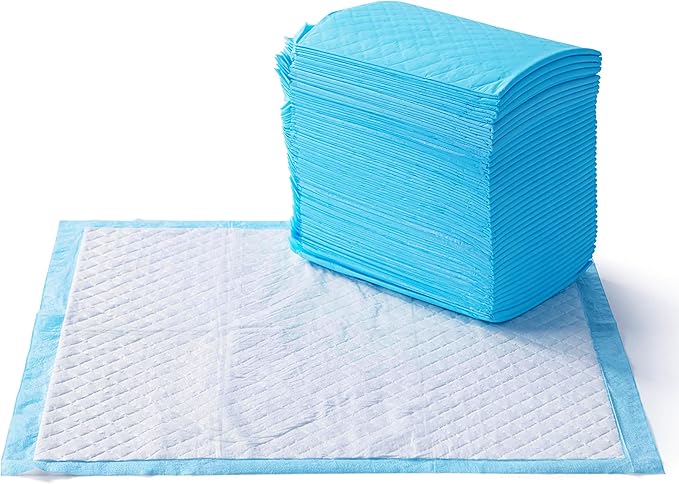 Amazon Basics Heavy Duty Dog and Puppy Pee Pads, 5-Layer Leak-Proof Ultra Absorbent, Quick-Dry Surface, Potty Training, Regular (24x23"), 80 Count, Blue & White