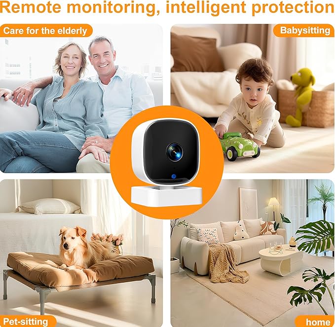 Indoor Cameras for Home Security with Color Night Vision & Siren, 2-Way Audio for Pet/Dog/Baby/Nanny, 2.4GHz WiFi Camera, Cloud & SD Card Storage