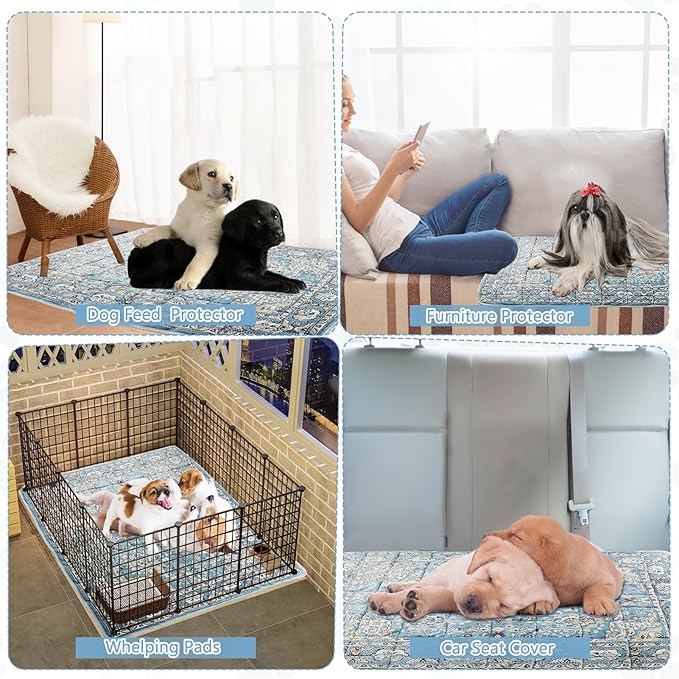 Washable Thickened Pee Pads for Dogs, 2 Pack (36"x42") Upgrade Reusable Puppy Pads with Non-Slip Rug, Super Absorbent Leakproof Puppy Training & Whelping Pads for Dogs, Doggie