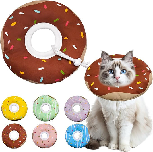 Cat Cone Collar Soft, Adjustable Cat Recovery Collar Kitten Cones to Stop Licking, Cute Donut E Collar After Surgery, Cats Neck Pillow ConeElizabethan Cones of Shame (Waterproof Brown, Large)