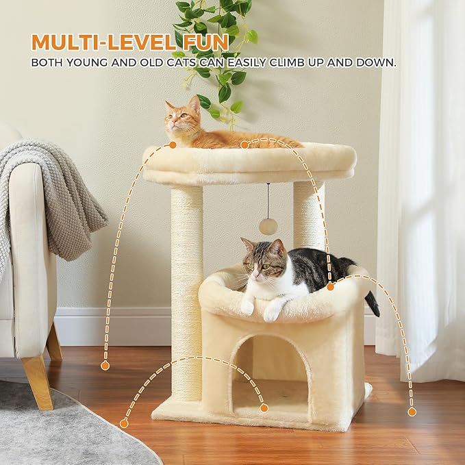 PEQULTI Cat Tree Cat Tower for Large Cats with Sisal-Covered Scratching Posts and Extra-Large Cat Perch Suitable for Indoor Cats