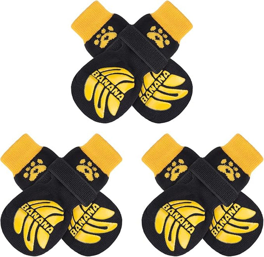 BEAUTYZOO Anti-Slip Dog Socks,Dog Shoes for Hot/Cold Pavement,Paw Protectors with Grips 3 Pairs for Puppy Small Medium Large Senior Old Dogs,Dog Socks to Prevent Licking and Hardwood Floor Protection