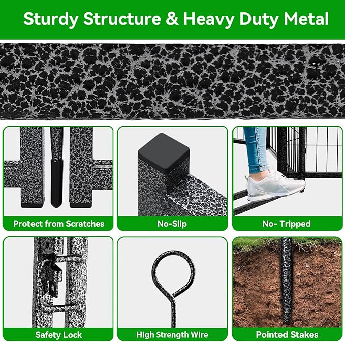 Dog Playpen Outdoor Extra Wide 32 Panels Heavy Duty Dog Fence 32" Height Anti-Rust with Doors Portable for RV Camping Yard, Total 84FT, 561 Sq.ft, Snowy Black