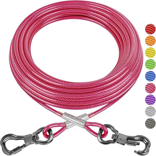 XiaZ Dog Tie Out Cable, 20ft Dog Lead for Yard, Heavy Duty Chain Line Outside for Small Medium Large Dogs Up to 250 lbs, Outdoor Dogs Runner Tether