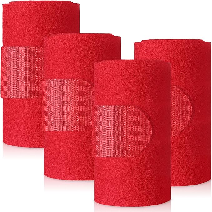 Set of 4 Horse No Bow Bandage 3D Contoured Standing Wrap Bandages Stable Nylon Horse Leg Wraps for Helping Prevent Horse from Tendon Damage and Keep Horses Clean and Safe(Red)