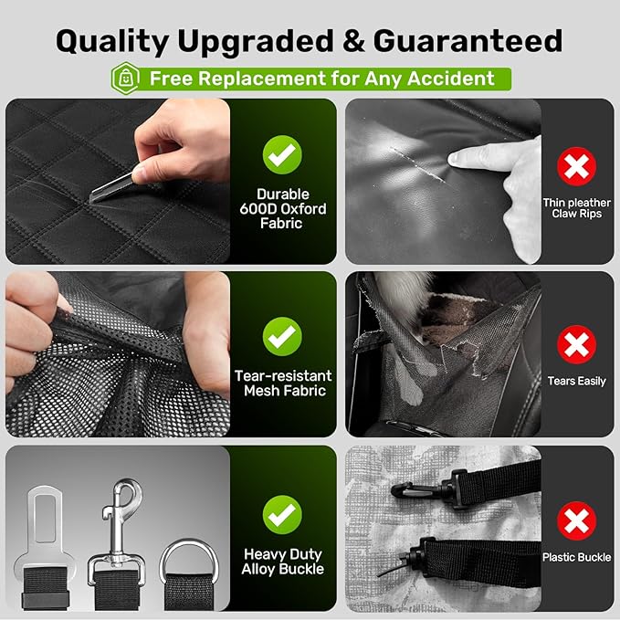 Zanch 2025 Upgraded Dog Car Seat Cover, 400 lbs Heavy Duty Hard Bottom, Waterproof & Anti-Scratch Back Seat Protector, Nonslip Pet Hammock Extender for Large Trucks, SUVs, Vans, XL-Green