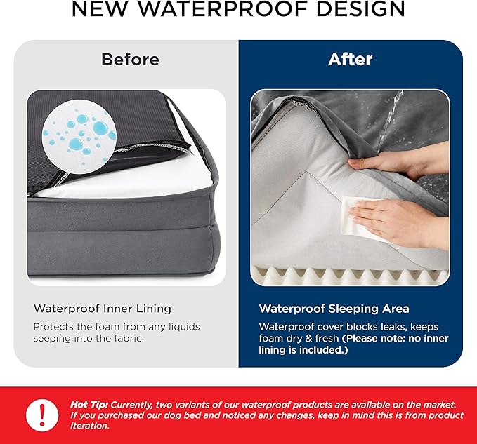 Bedsure Orthopedic Dog Beds Large Sized Dog - Washable Large Dog Cat Bed Waterproof, Comfort Dogs Couch Sofa with Washable Removable Cover, Pet Bed with Nonskid Bottom, Ivory, 35"