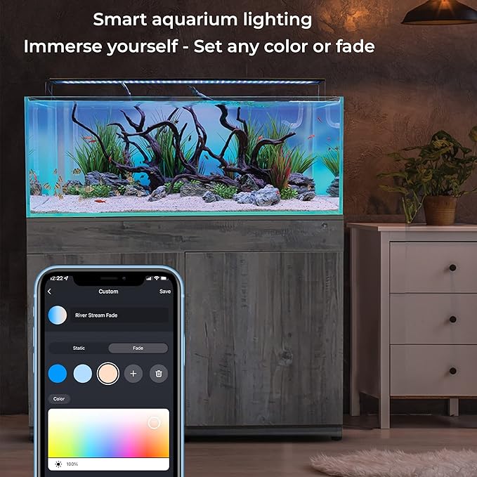 CURRENT USA ColorPlus Smart Freshwater Aquarium & Terrarium LED Light with App and Voice Control | Alexa & Google Home Compatible | Extra Vivid Colors for Fish Tank| Aluminum (for Tanks 24" to 35")