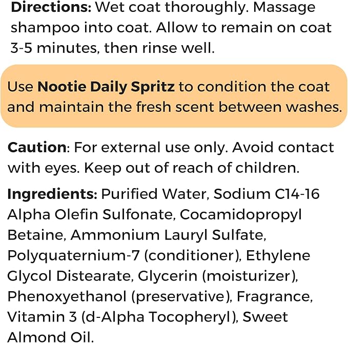 Nootie - Pet Shampoo for Sensitive Skin -�Revitalizes Dry Skin & Coat - Natural Ingredients - Soap, Paraben & Sulfate Free - Cleans & Conditions