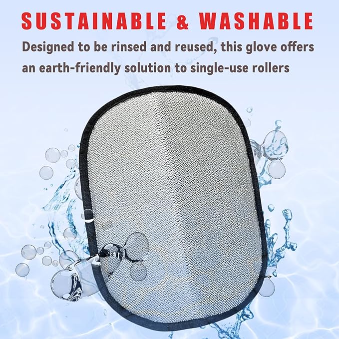 Pet Hair Removal Glove for Furniture, Carpet, Clothes and Car Seats, Electrostatic Cat & Dog Hair Removal Tool, Eco-Friendly Reusable Pet Hair Remover Glove with Silvervine Sticks (1 Glove & 2 Sticks)