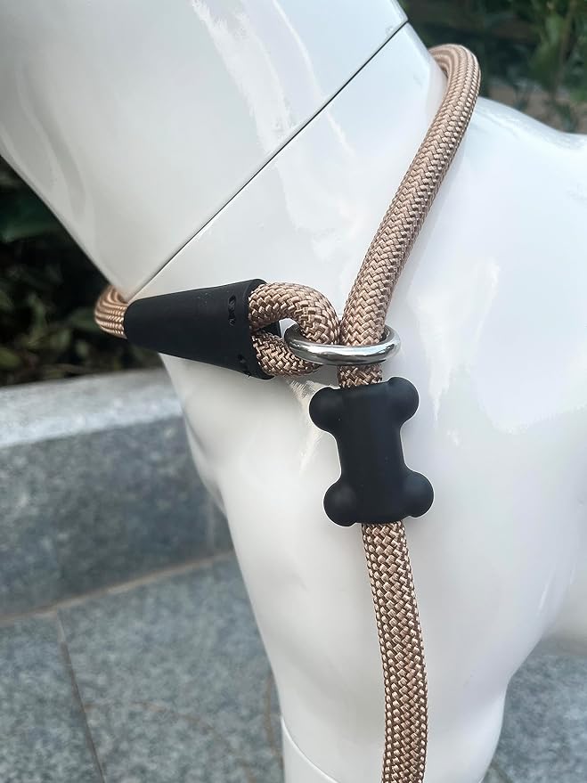 Slip Lead Dog Leash，Strong Nylon Rope Leash and Padded Handle,No Pull Outdoor Walking Training Lead for Small Medium Large Dogs(Light Military Tan, 1/2"×4ft)