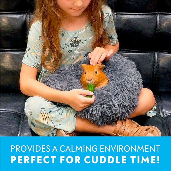 Paw Inspired Furr-O Burrowing Pet Bed with Zip-On Spandex and Fleece Bottoms for Guinea Pigs and Other Small Animals, Cozy Carrier, Hideout Enrichment Toy, Cage Accessories (Dark Gray)