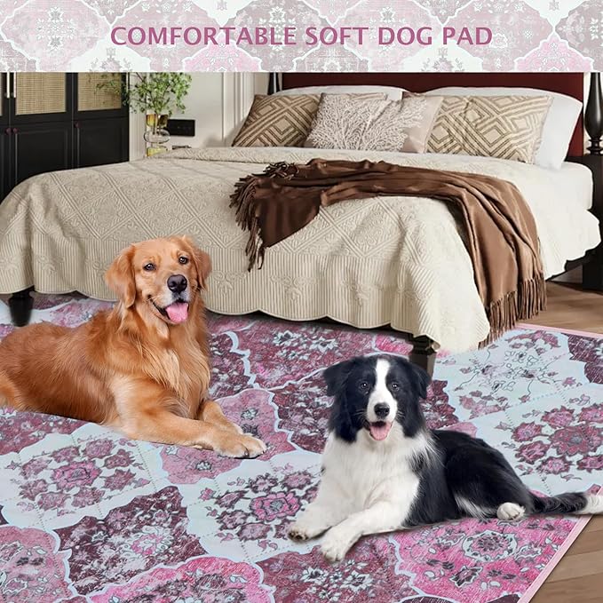 IEUUMLER Washable Pee Pads for Dogs, 2 Pack Reusable Pee Pads for Dogs Non-Slip Grip, Super Absorbent Waterproof Puppy Pads for Potty Training, Playpen, Crate, Whelping Box EU011 Pink, 36x36