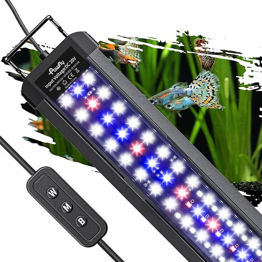 Pawfly 33W Aquarium LED Light for 48 to 54 Inch Fish Tanks Extendable Fish Tank Light with Full Spectrum Brilliant White Blue Red Lights with Daytime & Night Modes and Adjustable Brightness