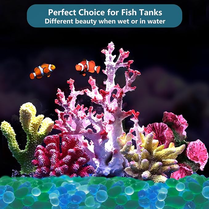 Sea Glass Stones - 0.9LB Frosted Glass Pebbles Gemstones - Perfect for Aquarium Rocks, Fish Tank Gravel, Vase Fillers, DIY Crafts, and Home Decor (Green, Aquamarine, White)