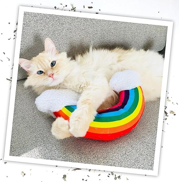 Meowijuana Rainbow Bundle | Get Kickin' Refillable Rainbow Toy and Cloud 9 Catnip Blend | Promotes Play and Cat Health | Includes North American Organic Catnip