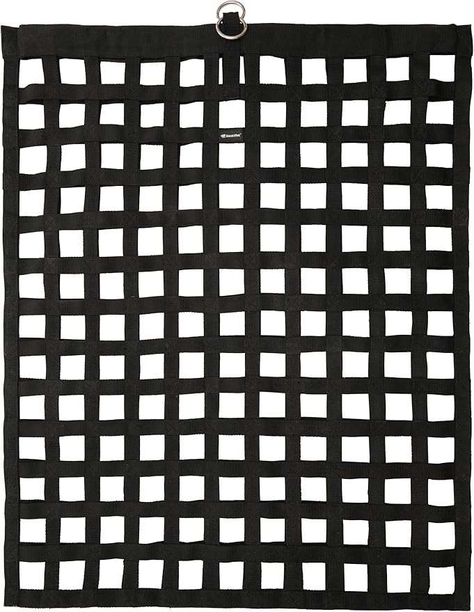 SmartEquine Slow Feed Hay Bag for Horses | Hay Feeder Net with Resistant Nylon | Gator Mouth Enclosure for Easy Loading | 2 Flakes Bag | 31" x 24.5" | Black | 2" Holes