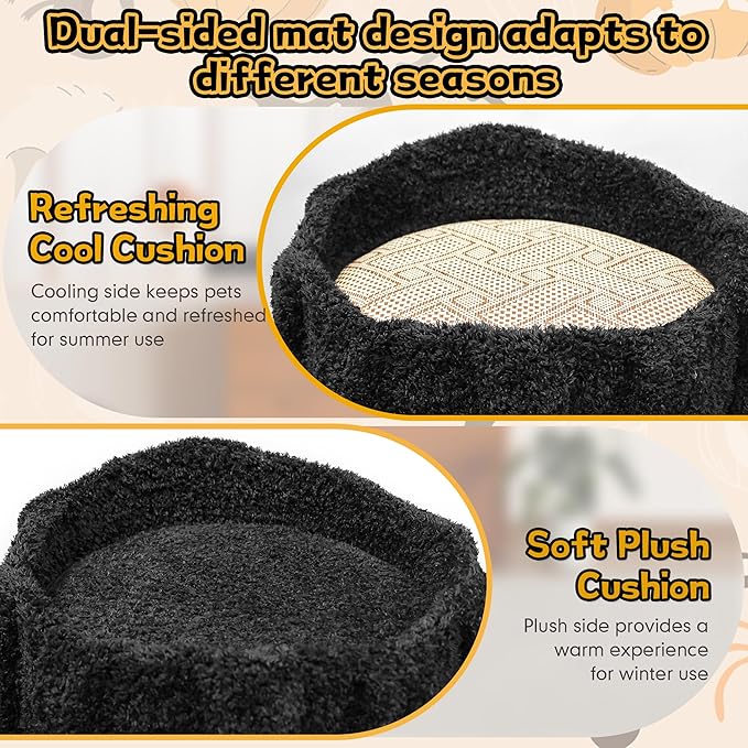 Super Large Cat Tree for Indoor Cats, All-in-One Tall Cats Tower with Scratching Post, Luxury Multi-Level Solid Wood Cat Condo for Multi-Cat Families (Purple)