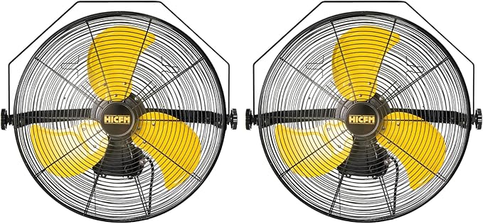 HiCFM 5100 CFM 20 inch Outdoor High Velocity Wall Mounted Fan with IP44 Enclosure Motor, Sealed Control Box, 9 FT Cord & GFCI Plug, Weatherproof for Patio, Workstation - UL Listed, 2 Pack
