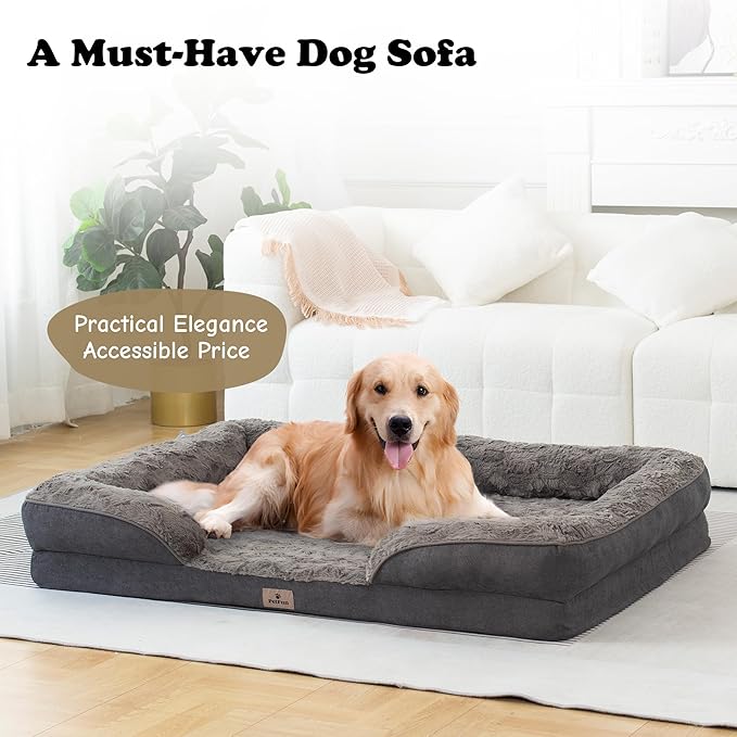 Orthopedic Dog Bed for Large Dogs - Big Washable Dog Sofa Beds Large, Supportive Foam Pet Couch Bed with Removable Washable Cover, Waterproof Lining and Nonskid Bottom