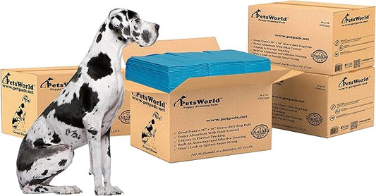 PETSWORLD Giant Dog Potty Pads, Odor-Eliminating, 36" x 36", Ultra Absorbent 5-Layer Leak-Proof Training Pads for Dogs & Cats (36x36, 600 Count)