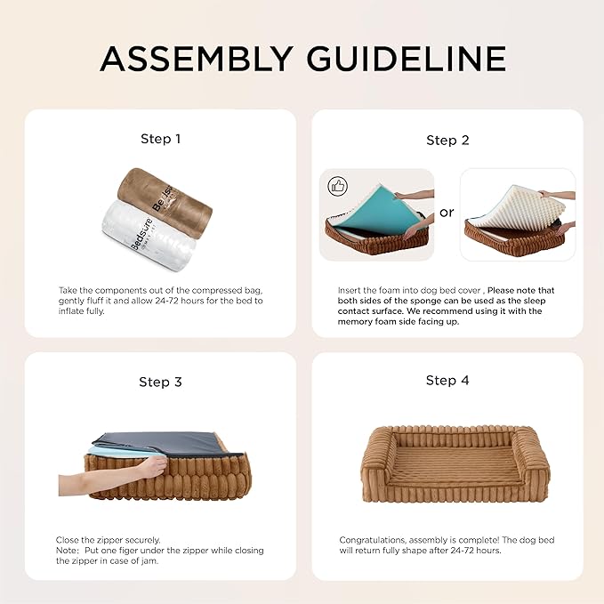 Bedsure Orthopedic Dog Bed for Medium Dogs, Waterproof Memory Foam Medium Pet Beds with Sides, Non-Slip Bottom and Egg-Crate Foam Dog Couch Sofa with Washable Removable Corduroy Cover, Grey