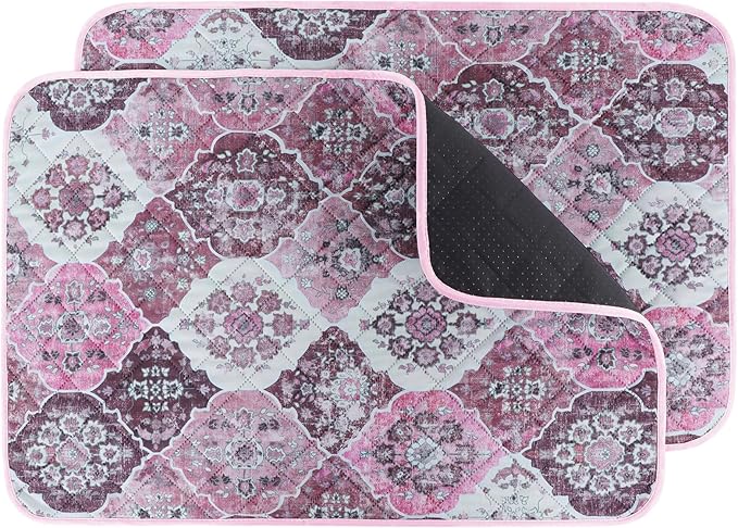 IEUUMLER Washable Pee Pads for Dogs, 2 Pack Reusable Pee Pads for Dogs Non-Slip Grip, Super Absorbent Waterproof Puppy Pads for Potty Training, Playpen, Crate, Whelping Box EU011 Pink, 30x20