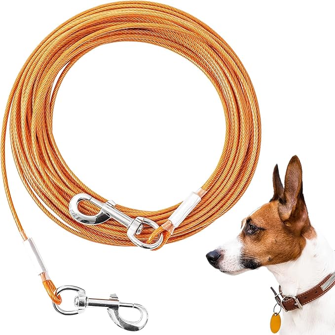 Tie Out Cable for Dogs,150FT Dog Leads,Heavy Duty Tie Out Cable for Large Dogs Up to 125lbs,Durable Dog Runner Tether Line for Outdoor,Yard