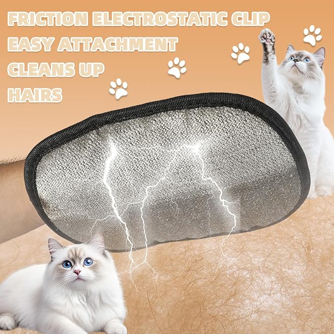 Pet Hair Remover Gloves for Cats & Dogs, Electrostatic Pet Hair Removal Gloves Brush for Pets Hair, Pet Hair Clean Up，Pet Hair Remover for Furniture