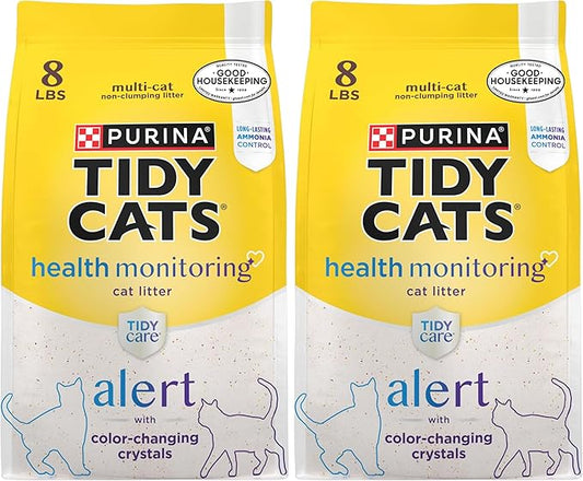 Purina Tidy Cats Tidy Care Alert Cat Health Monitoring Non Clumping Cat Litter with Silica Crystals - 8 lb. Bag (Pack of 2)