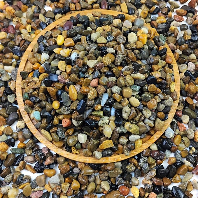 20lbs Natural Fish Tank Gravel,1/4 Inch Pea Gravel. Mixed Color River Rocks for Aquarium, Succulent, Vase, Cactus Bonsai, Plant Soil Cover and Outdoor Landscaping Rocks