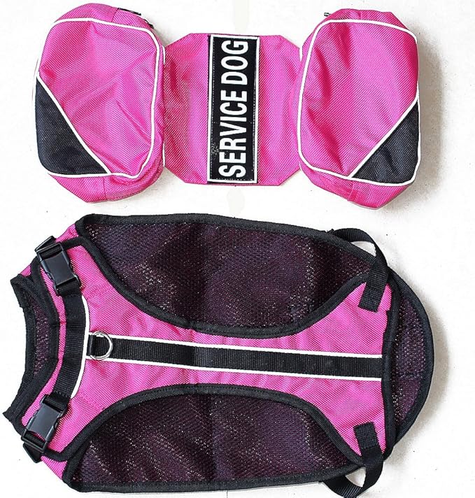 Serijoars Dog Vest Harnesses with Saddlebag Backpack for Camping & Travel - Reflective Hound Hiking Backpack Saddle Bag - Lightweight Vest Harness for Medium & Large Dogs (Hot Pink, S)