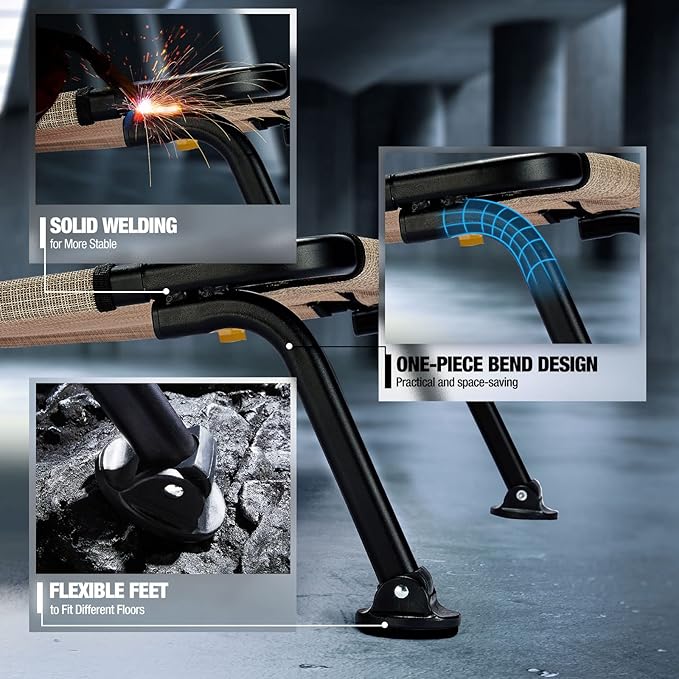 Veehoo Outdoor Elevated Dog Bed, Cooling Raised Dog Cots Beds for Medium Dogs, Portable Waterproof Curved Dogs Hammock Bed for Outside, up to 100lbs, Black Legs, Beige 32"