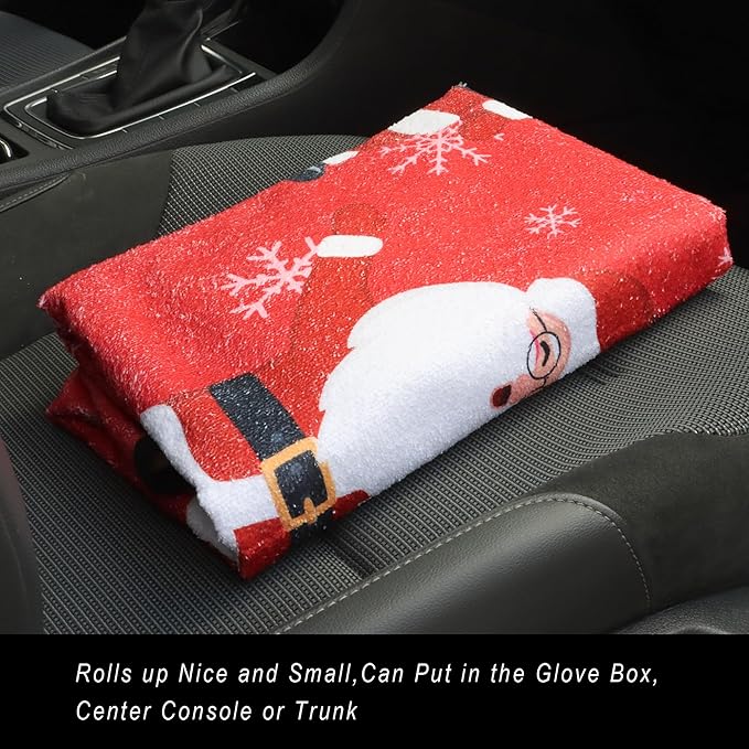 Car Seat Cover Protector Front Seats,for Gym Workout,Running,Swimming,Beach and Hiking,Waterproof Sweat Towel Bucket Seat Covers for Cars SUV Trucks (Santa Claus, 1Pcs)