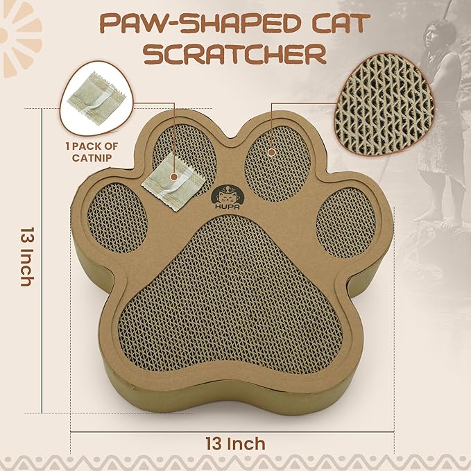 Paw-Shaped Cat Scratcher | Reversible Cardboard Kitty Scratcher | Cat Scratching Board for Indoor Cats | cat Scratcher Cardboard for Small & Medium Cats & Kittens | Cat Toy (Medium)
