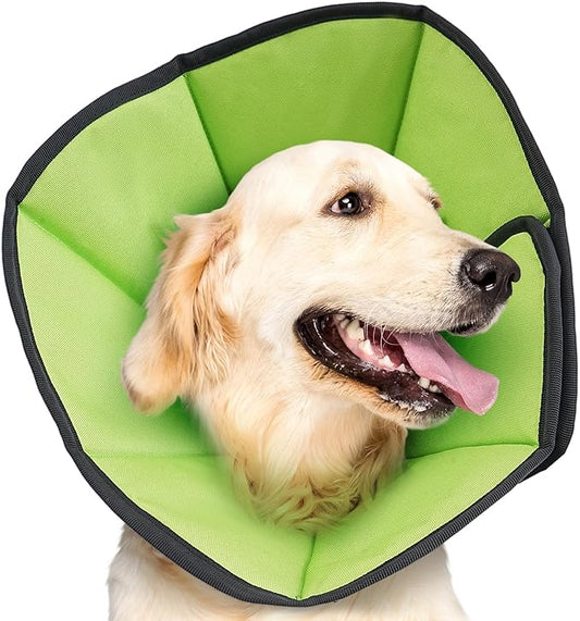 Soft Dog Cone After Surgery: Comfortable Dog Cones Collar for Stop Licking Biting - Adjustable Elizabethan Collar for Dogs fit for Small Medium Large Dogs (Green, L)