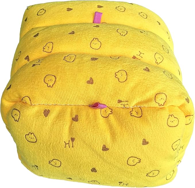 WOWOWMEOW Guinea-Pigs Bed,Hamster Bed,Small Animals Warm Hanging Cage Cave Bed (M, Heart-Yellow)