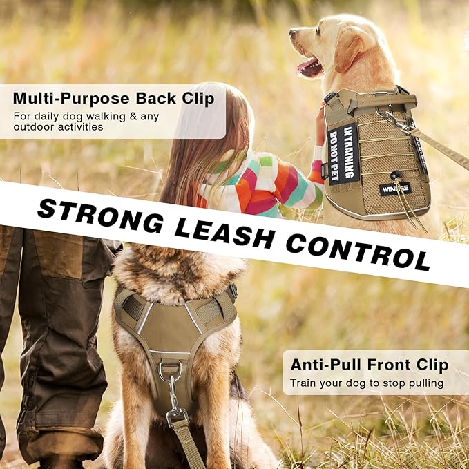WINSEE Service Dog in Training Mesh Harness with 10 Pet Patches, Soft Air Mesh Breathable Tactical Dog Molle Vest, Reflective Military Pet Vest for Walking Hiking for Small Dogs
